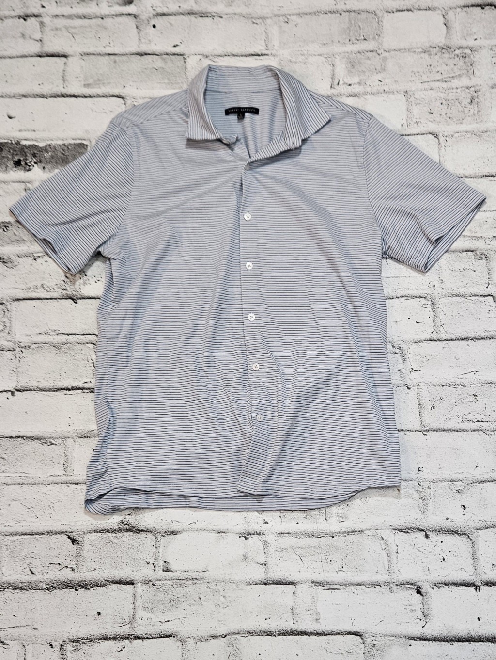 Robert Barakett Striped Short Sleeve Button Front Shirt Men's Large Cotton